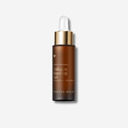 Brown bottle of Vanessa Megan Collagen Boosting Gel with a white dropper on a light grey background