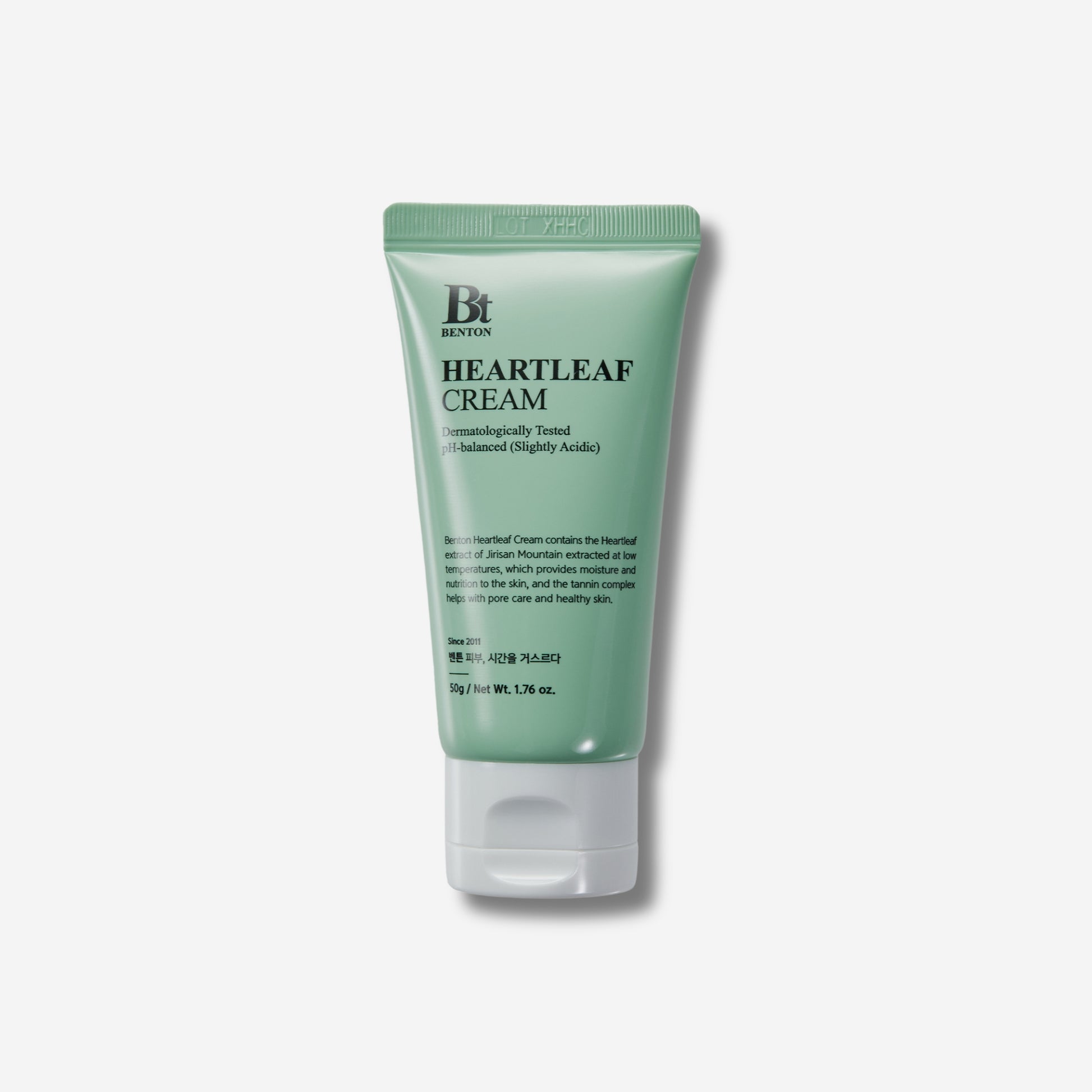 Benton Heartleaf Cream tube, dermatologist tested, 50g for healthy skin.