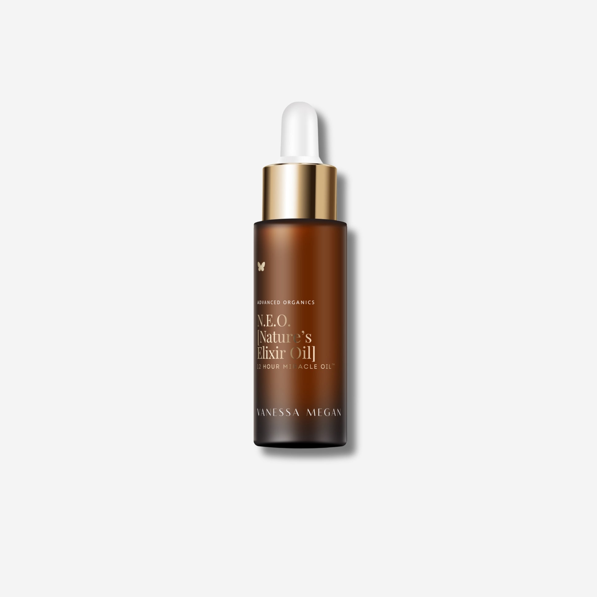 A bottle of Vanessa Megan's N.E.O Nature's Elixir Oil