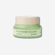 Mizon Phyto Plump Collagen Day Cream in green jar with beige lid.