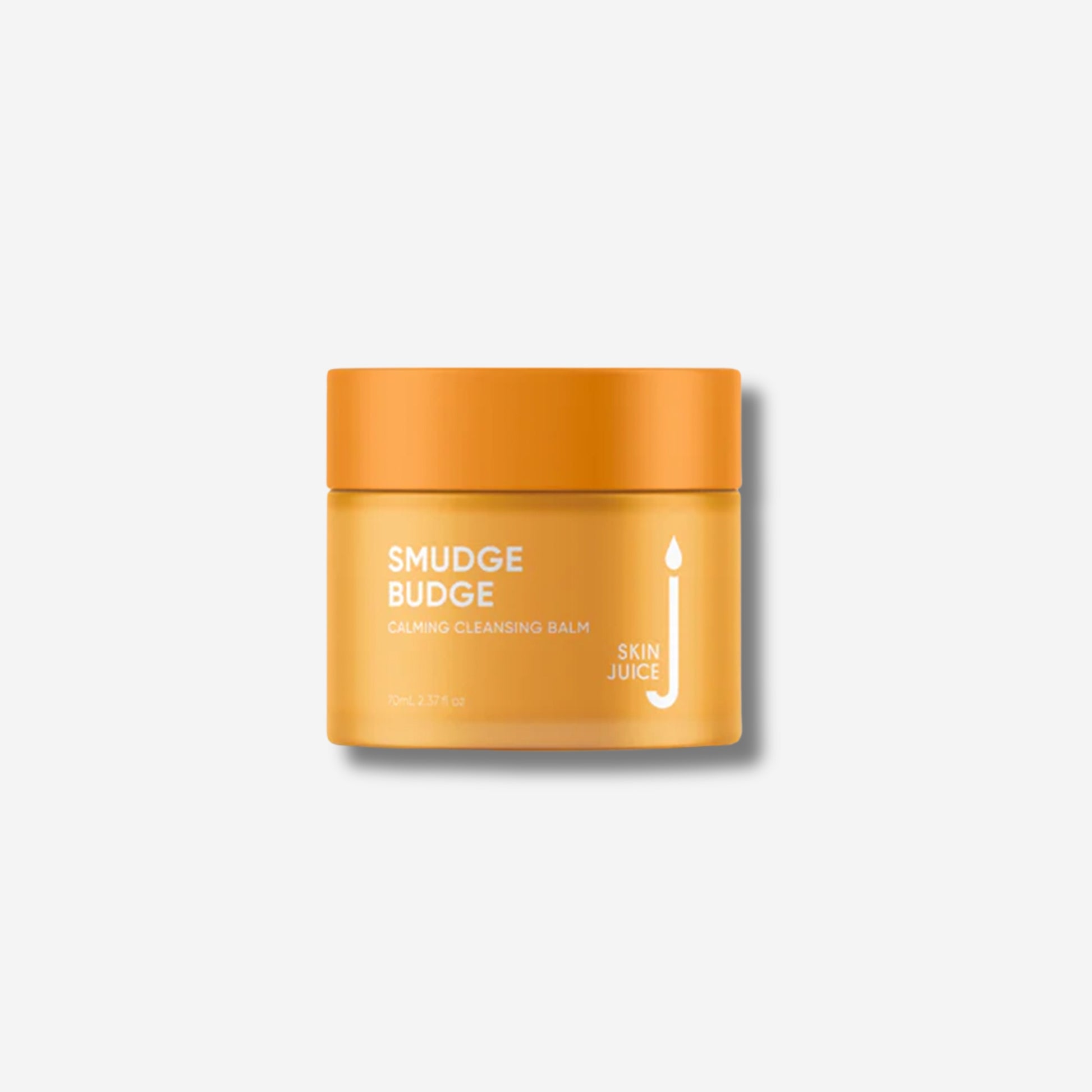Skin Juice Smudge Budge calming cleansing balm in orange jar, 70mL.
