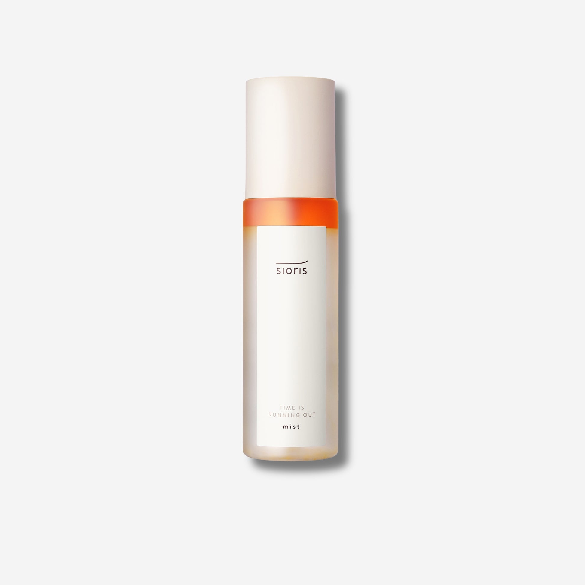 Sioris Time Is Running Out Mist with minimalist design on white background.
