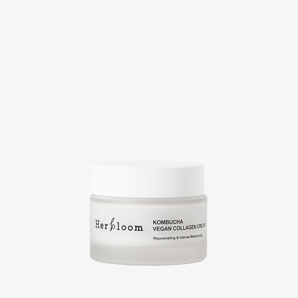 Jar of Herbloom Kombucha Vegan Collagen Cream on a plain white background.